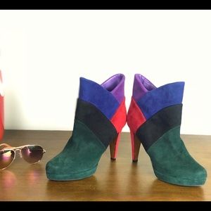 WALTER STEIGER Color Block Suede Platform Bootie